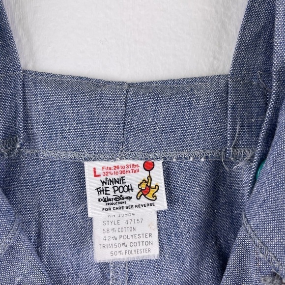 VINTAGE 80? Disney Winnie The Pooh Blue Red Bib Overalls Made in USA Baby 18-24M - Picture 3 of 14